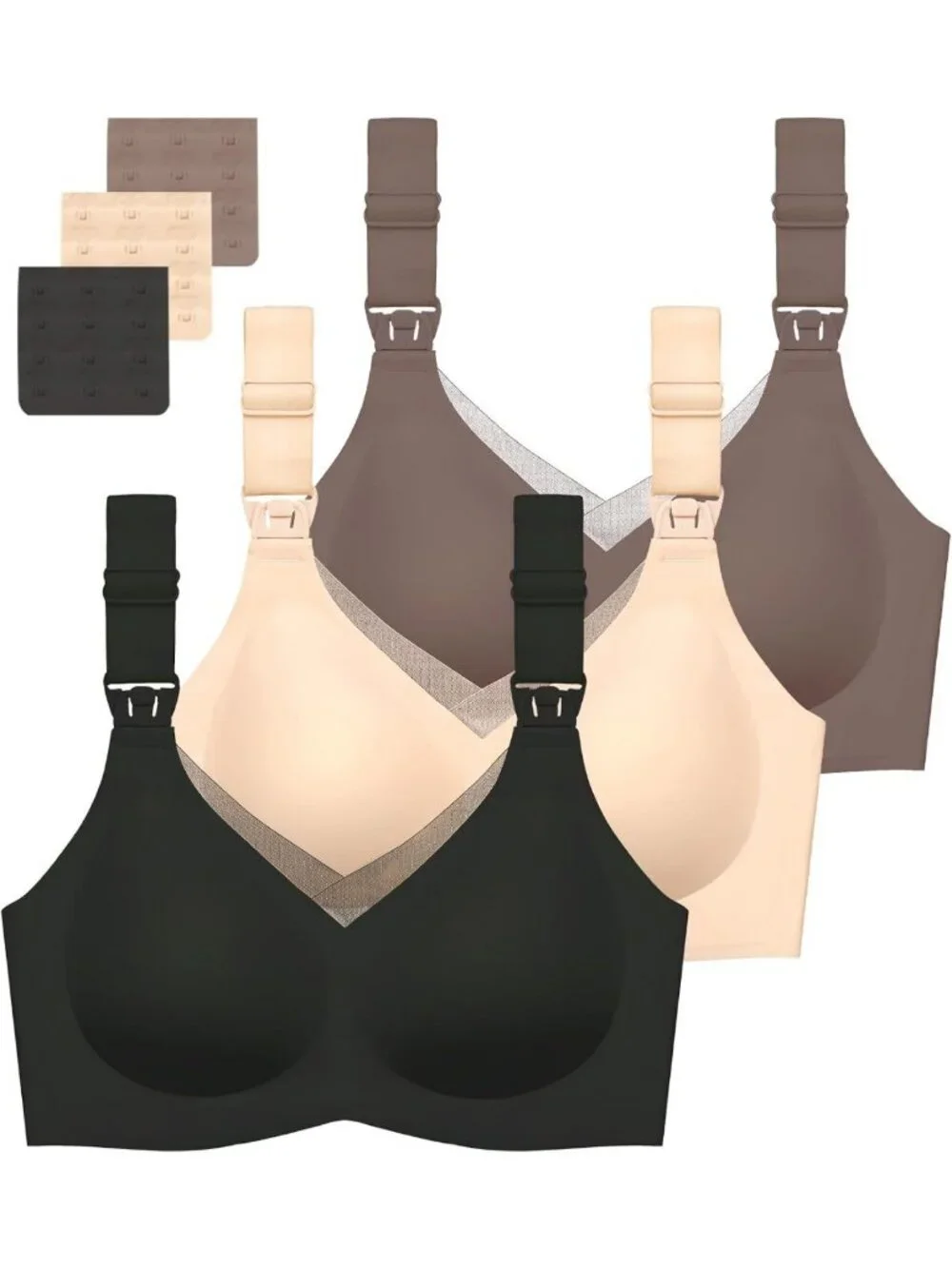 Comfortable Seamless Nursing Bras 3-Pack for Breastfeeding, Maternity & Sleep