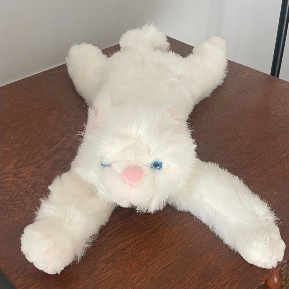 Plush White Cat laid out