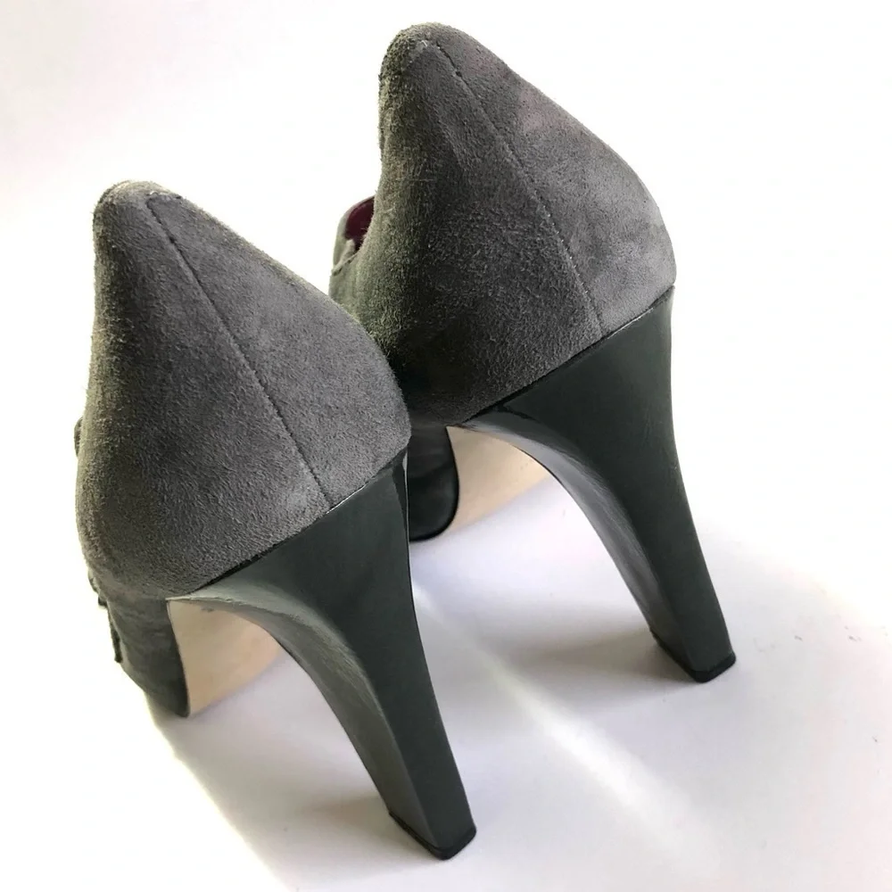 Enzo Angiolini Calandra Gray Suede Buckle Pumps