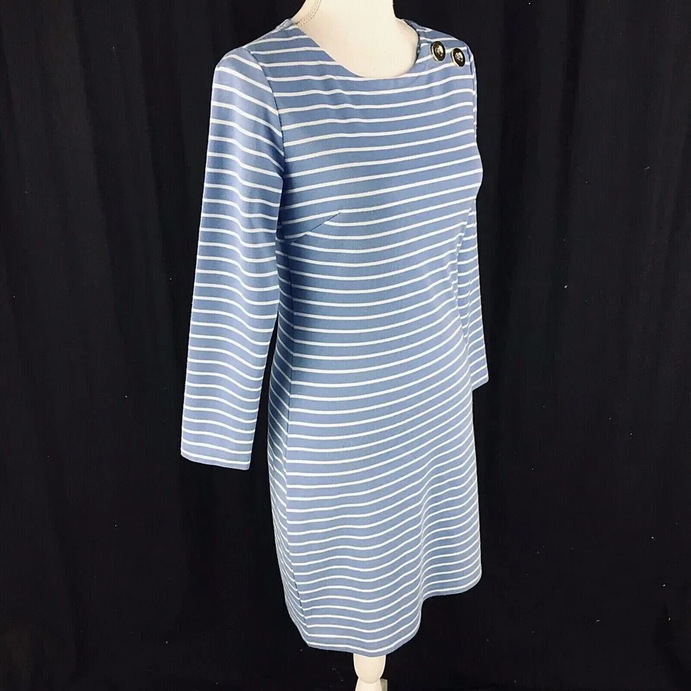 Sail to Sable Womens‎ Sheath Tunic Dress Size XS Blue 3/4 Sleeve Gold Button