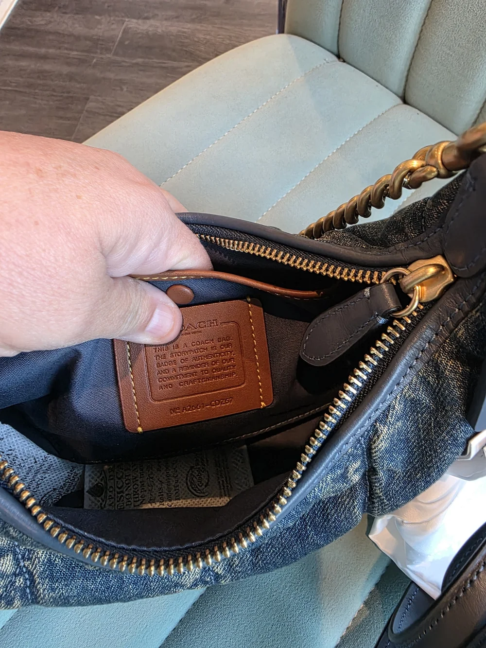 Coach quilted denim