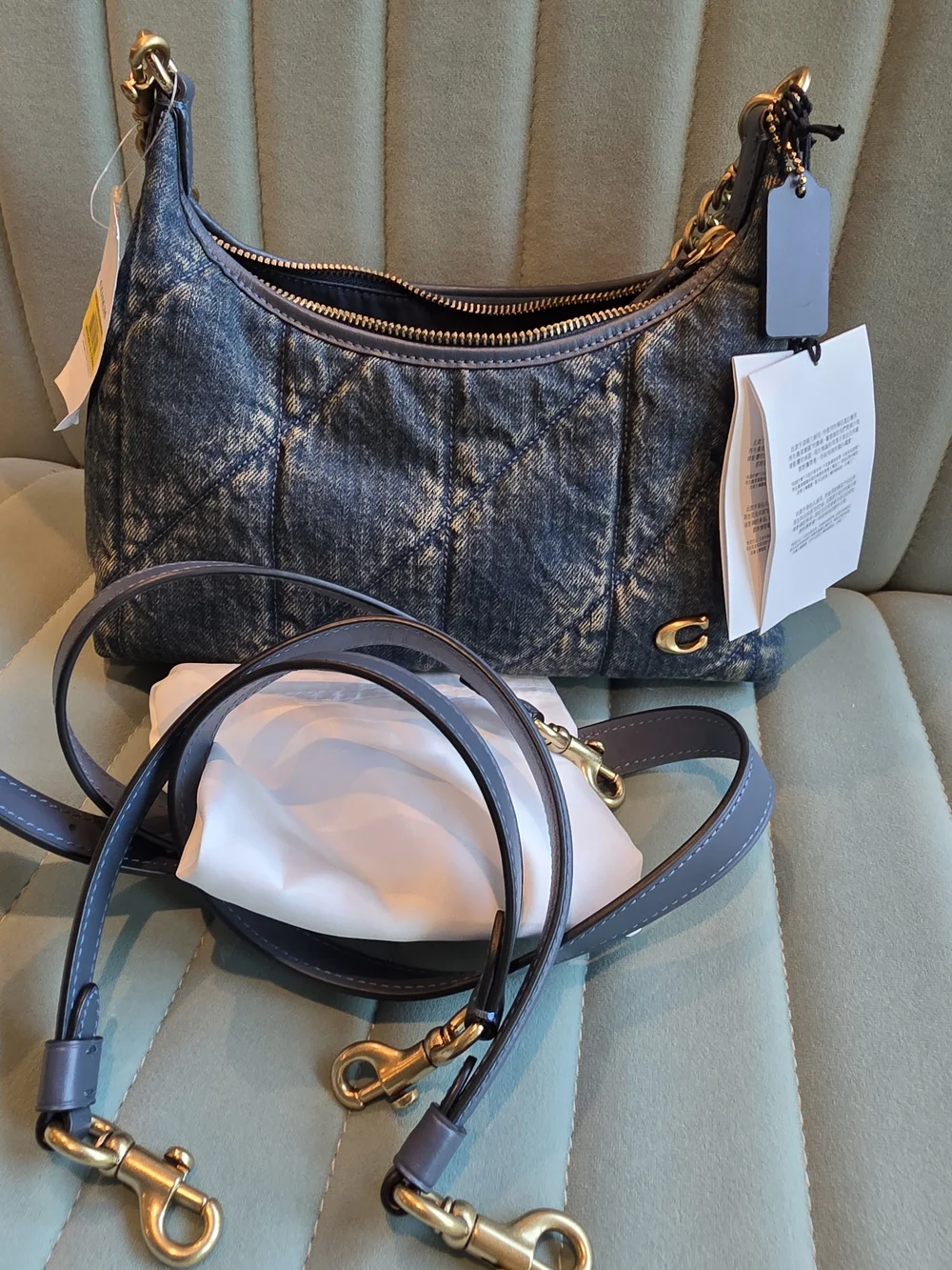 Coach quilted denim