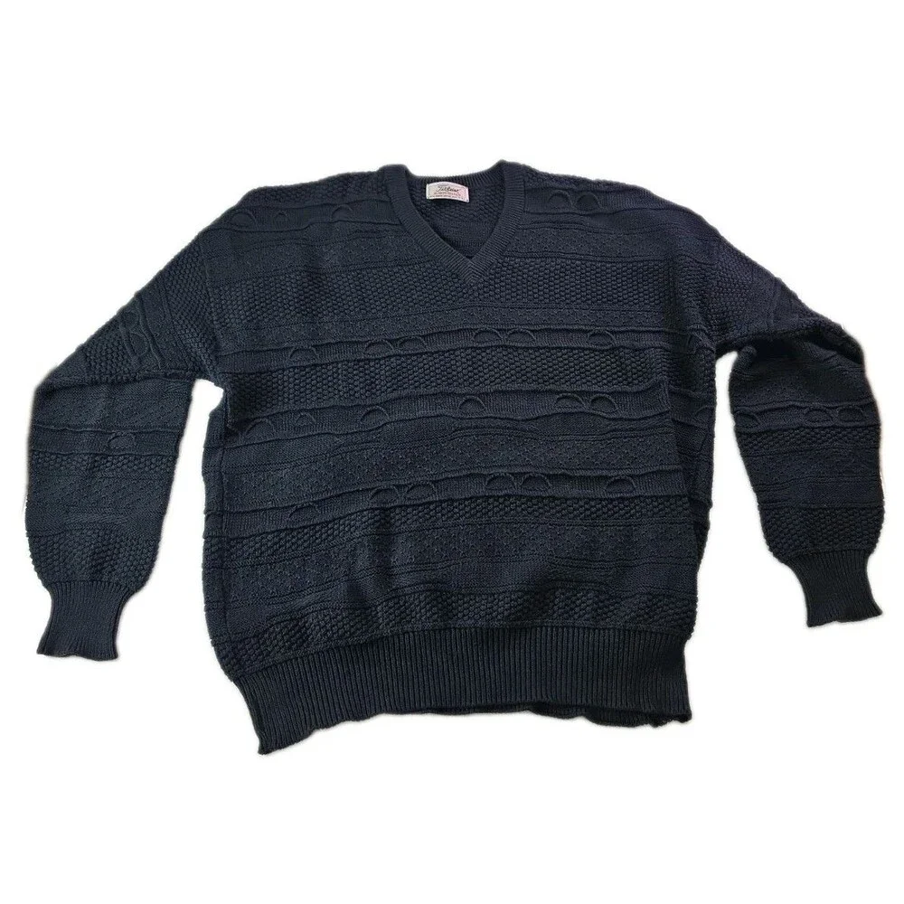 Vintage Titleist By Corbin Cotton Cable Kint Sweater Mens Large Black 2XL