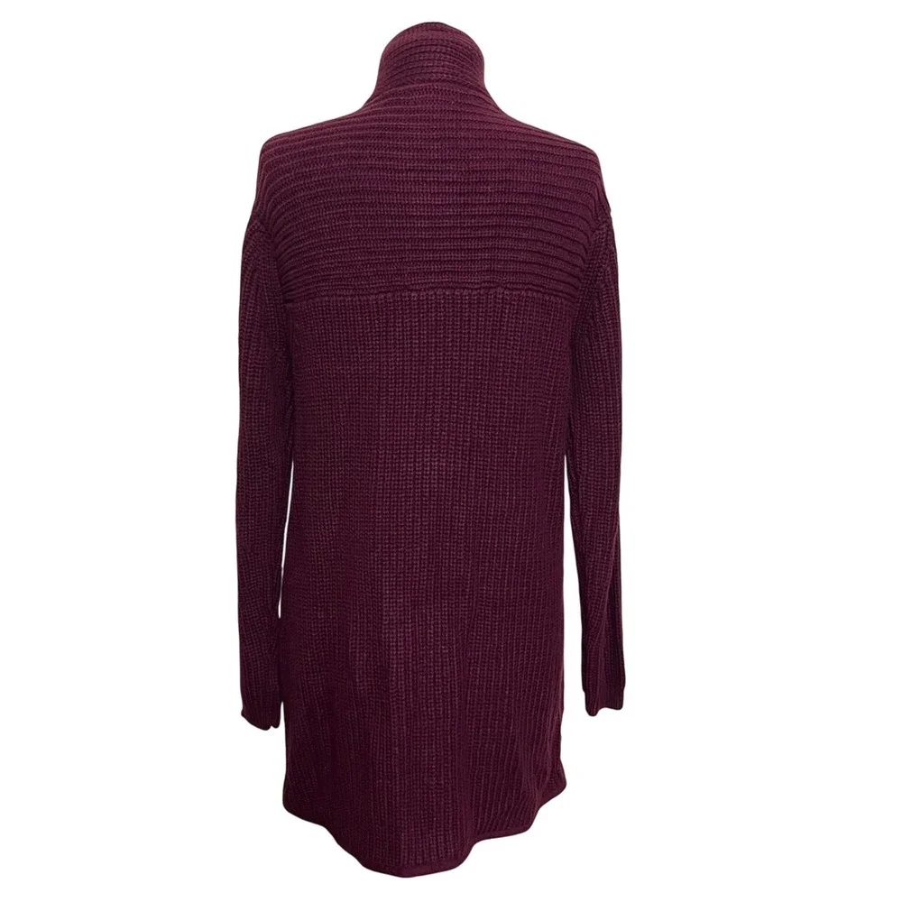 NY & Co‎ Womens M Burgundy Knit Cardigan Longline Sweater Cozy Heritage Academia