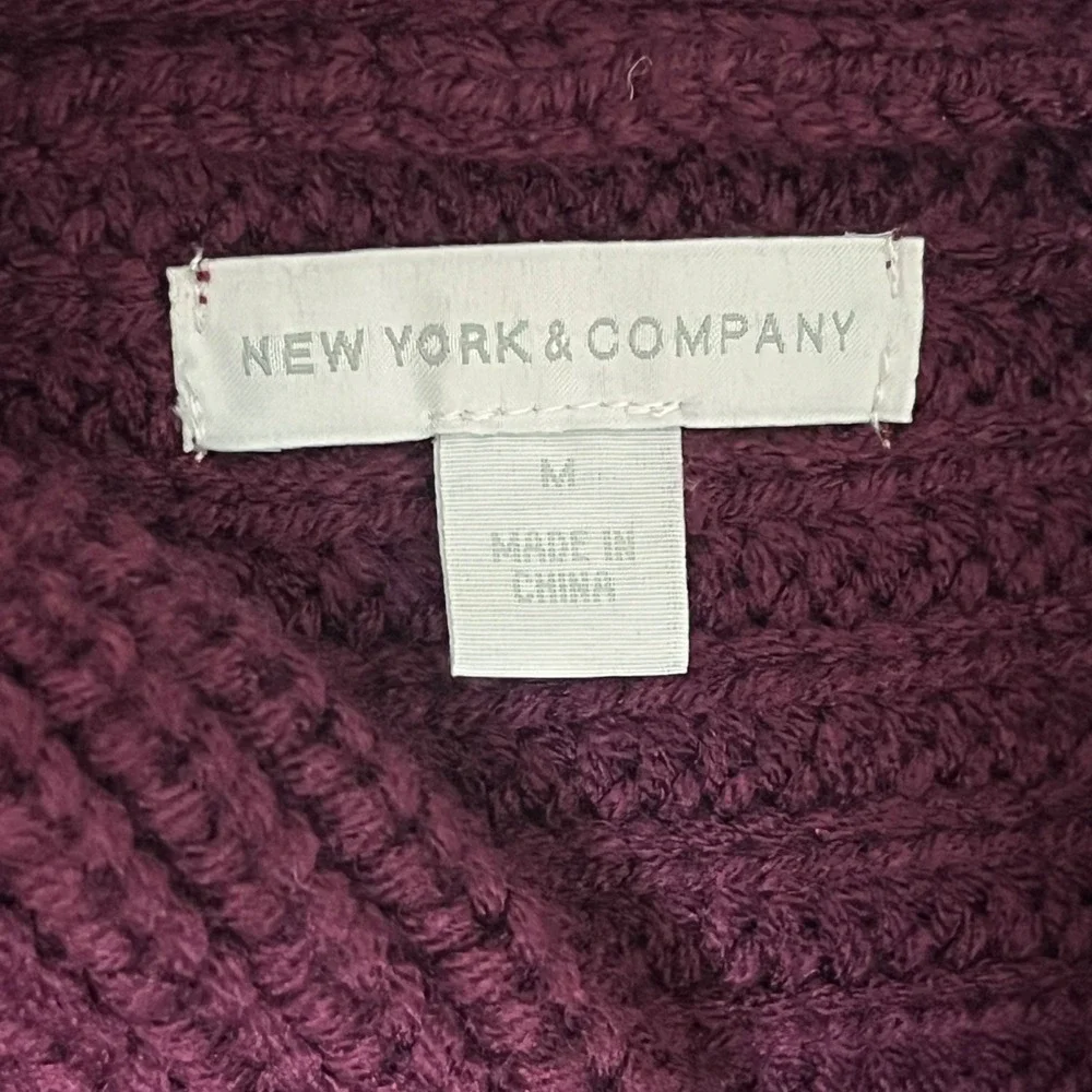 NY & Co‎ Womens M Burgundy Knit Cardigan Longline Sweater Cozy Heritage Academia