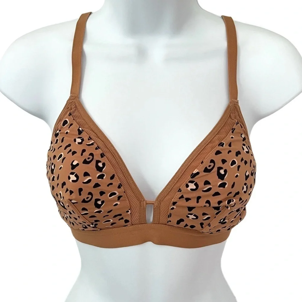 Lively All You brown and black animal print mesh wire free bra size 1