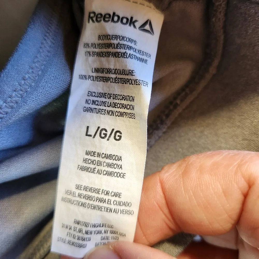 Reebok Charcoal Gray Adjustable Sports Bra Womens Large