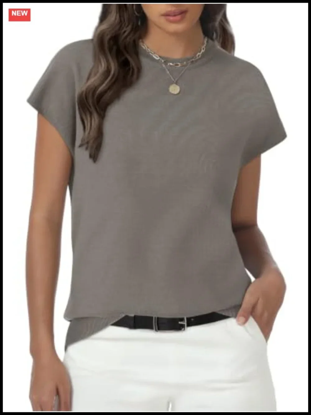 Short Sleeve Cap Sleeve Pullover Sweater Top Soft Lightweight Casual Summer