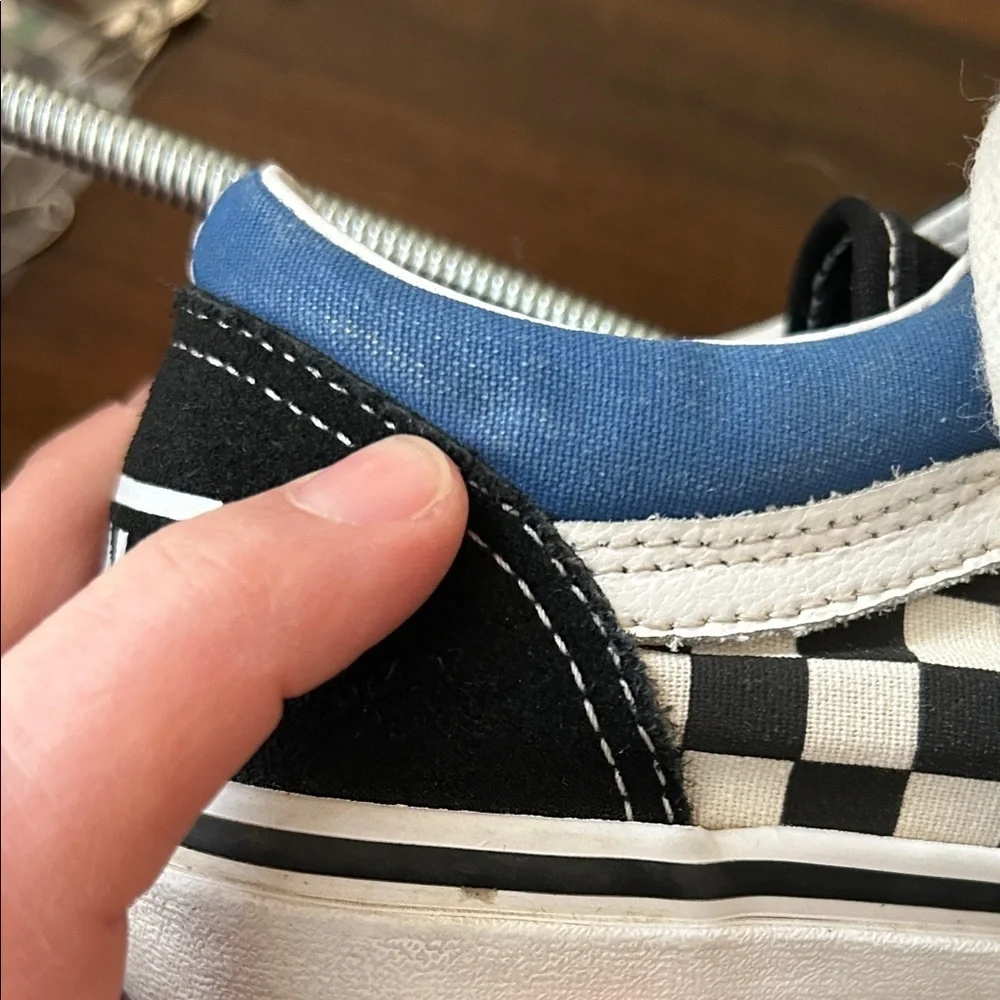 Vans Old Skool Black and Blue Checkered Sneakers Size Juniors 4.5