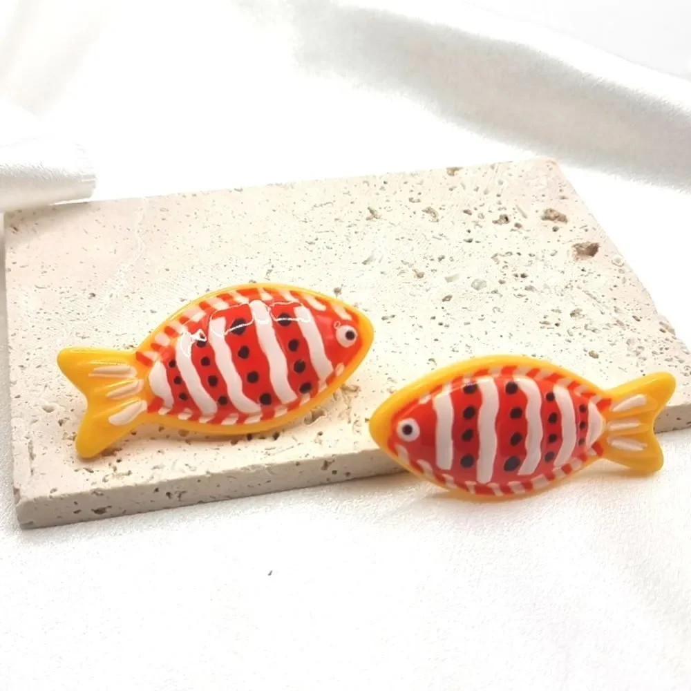 New! Zara Orange Striped Fish Coi Gold Fish Statement Earrings • NWOT