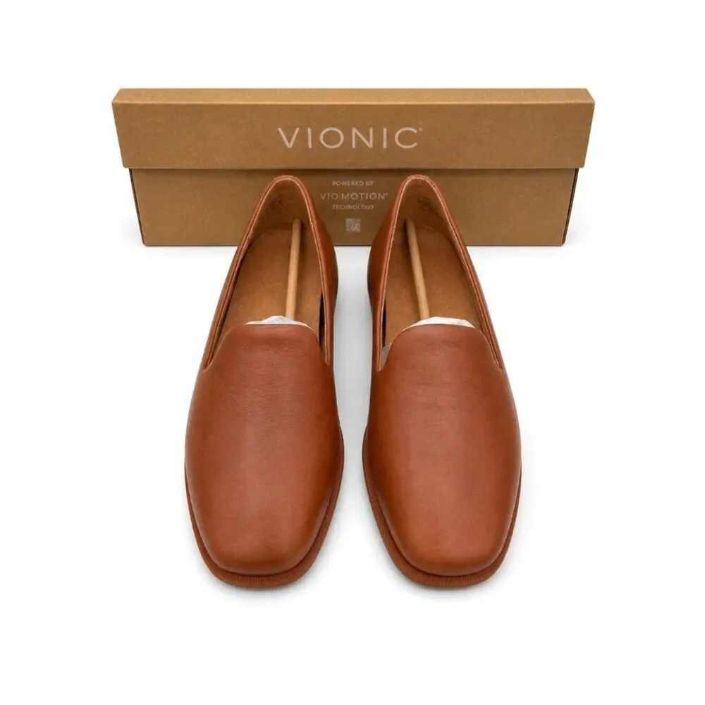 Vionic Tan Leather Slip-On Flats