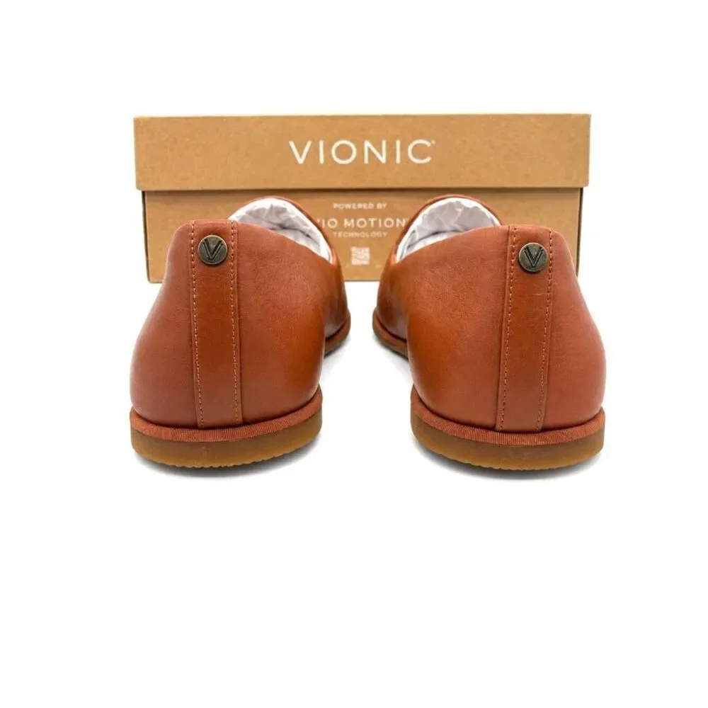 Vionic Tan Leather Slip-On Flats