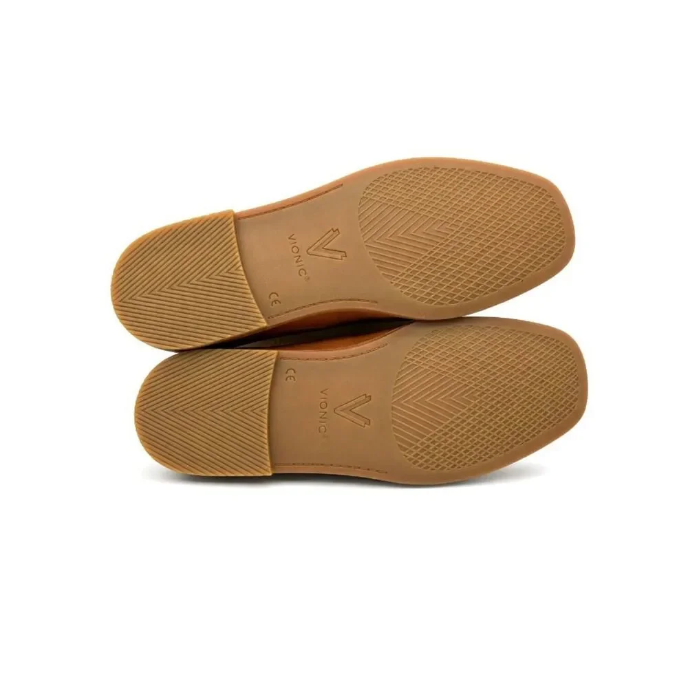 Vionic Tan Leather Slip-On Flats