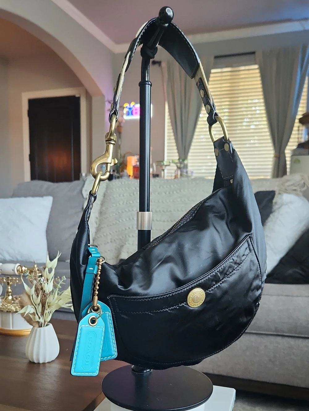 Coach Vintage Nylon Crescent Hobo Shoulder Bag