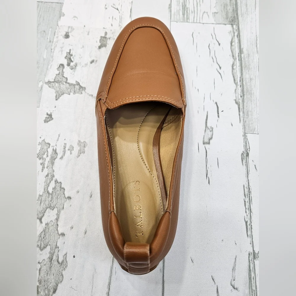 Talbots Womens Tan Brown Leather Driving Loafers Slip On Flats Size‎ 6.5M