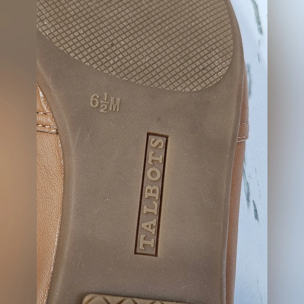 Talbots Womens Tan Brown Leather Driving Loafers Slip On Flats Size‎ 6.5M