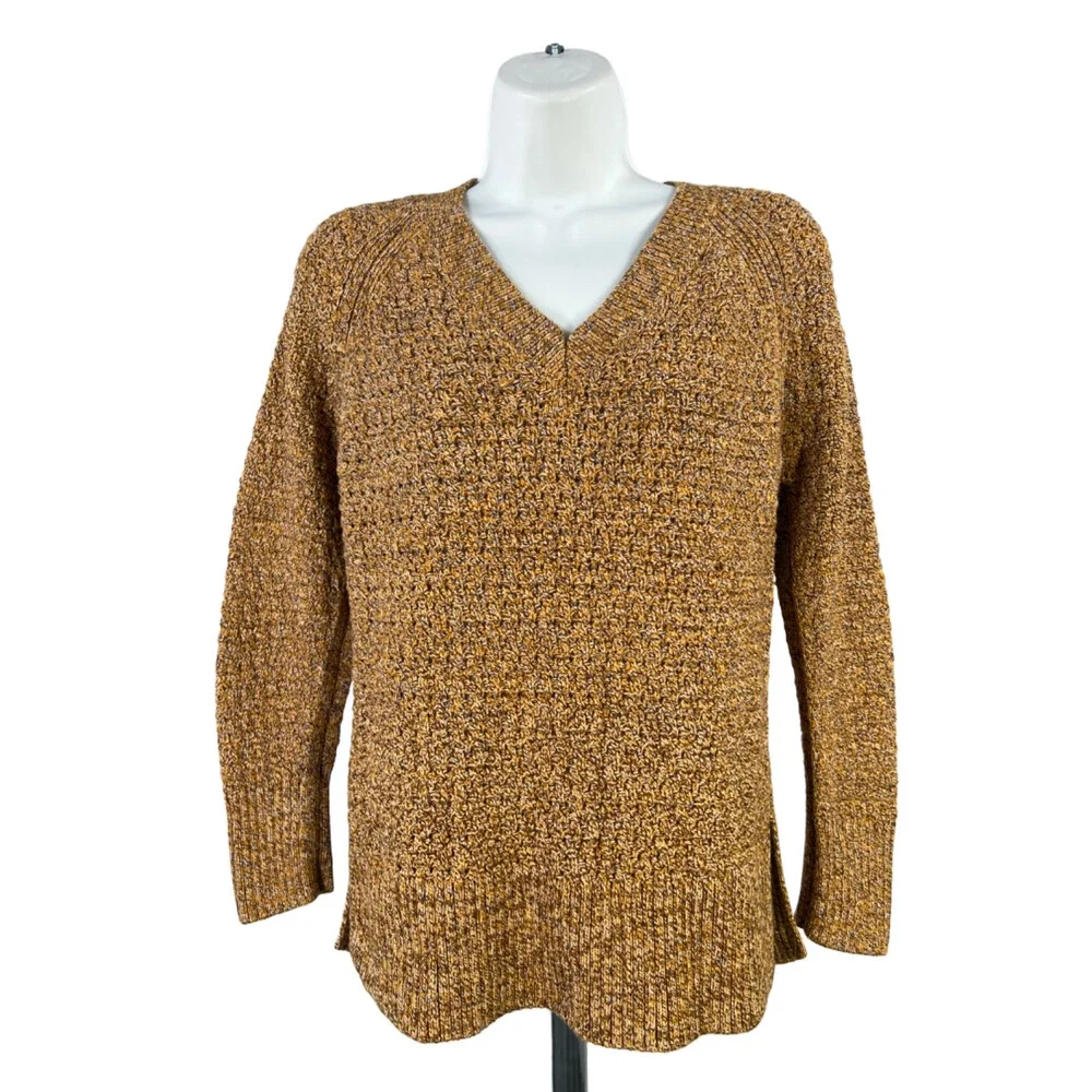 Pure J Jill Women's Yellow Knit V-Neck Long Sleeve Sweater - S
