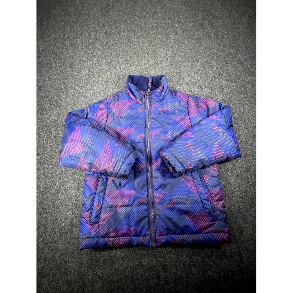 Swiss Tech Puffer Jacket Kids XS Blue Purple Insulated Long Sleeve Full Zipper