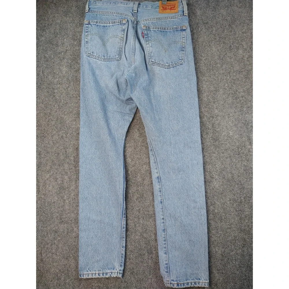 Levis 501 S‎ Skinny Jeans Light Distressed Ripped Button Fly Blue Denim 27x28