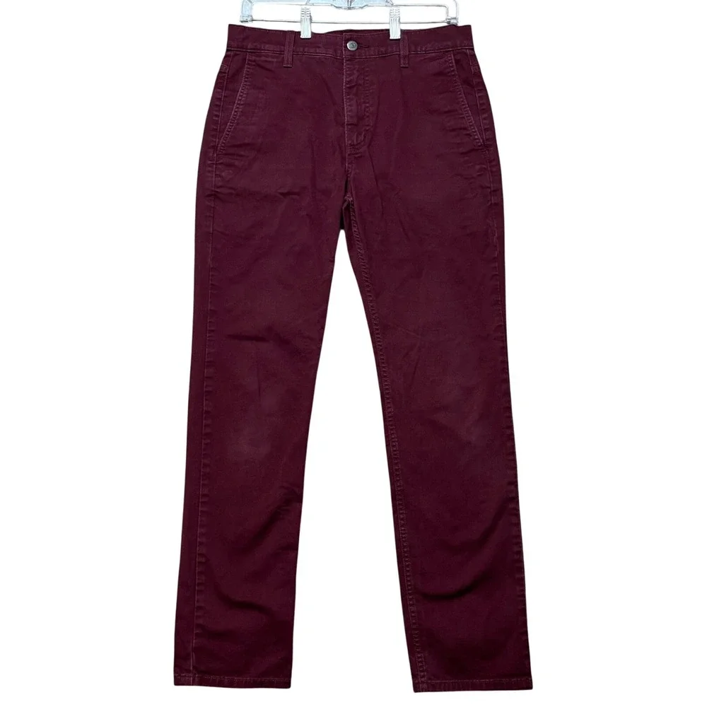 Levi's 511 Slim Fit Pants Men 30x32 Burgundy Maroon Stretch Chino Flat Front EUC