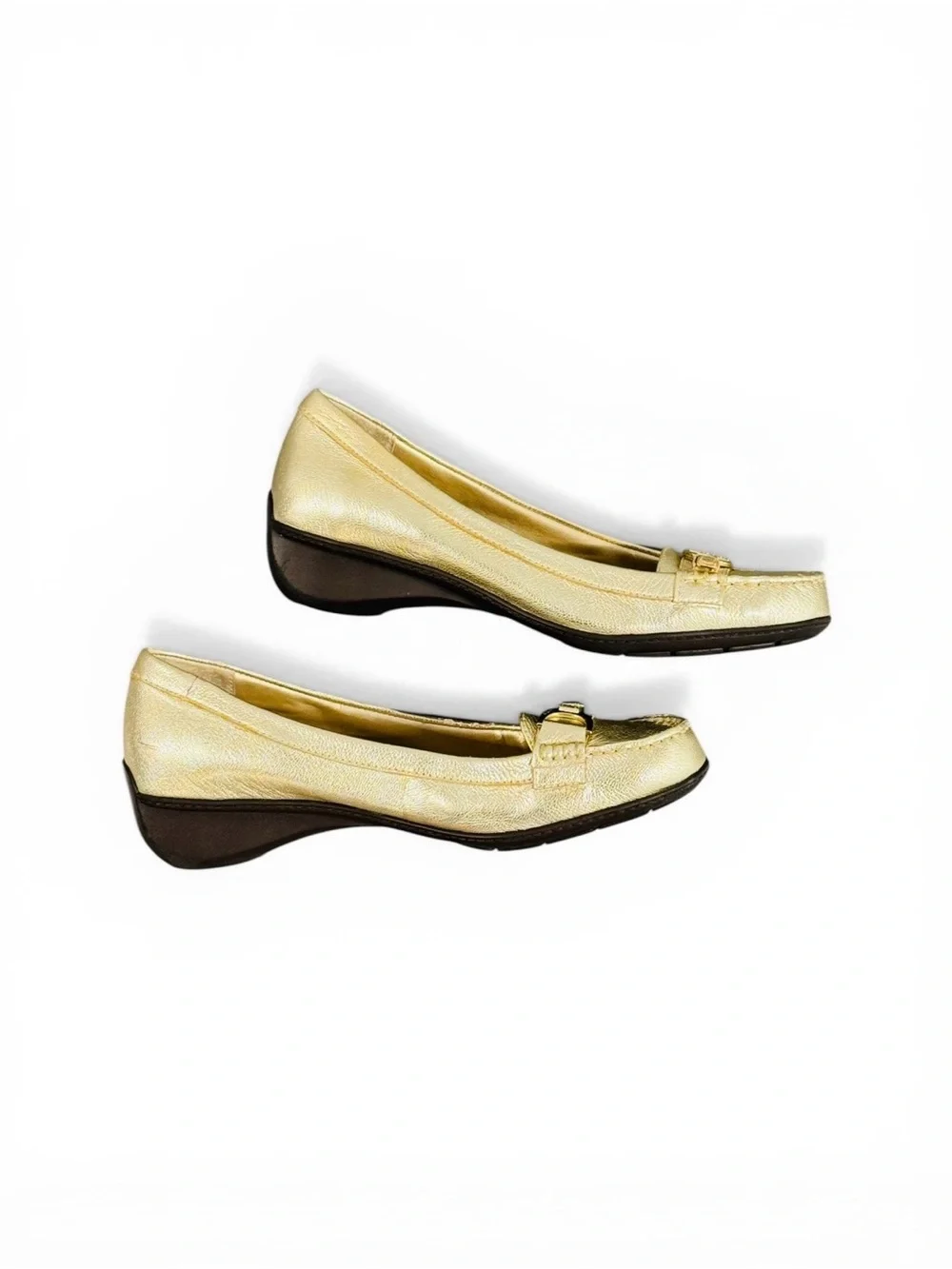 Ralph Lauren Metallic Gold Leather Ballet Loafers