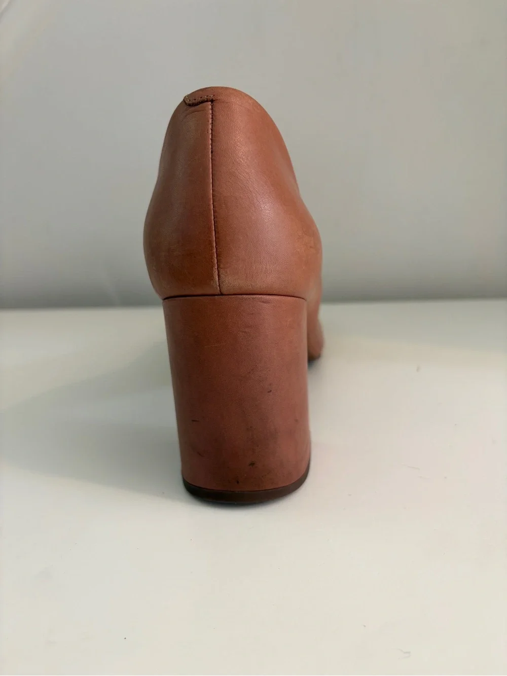 Cole Haan Women Emory Leather Tan Round-Toe Block-Heel Pump Buckle Bow - Size 11