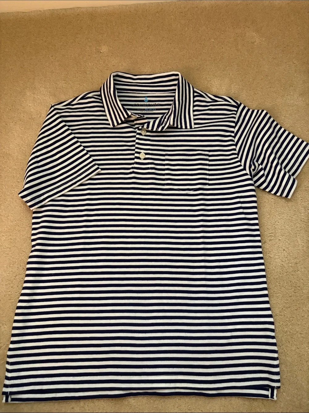 Crewcuts Navy and White Striped Polo