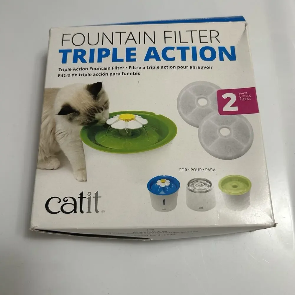Catit Triple Action Fountain Filters 2pk NEW IN BOX 43745