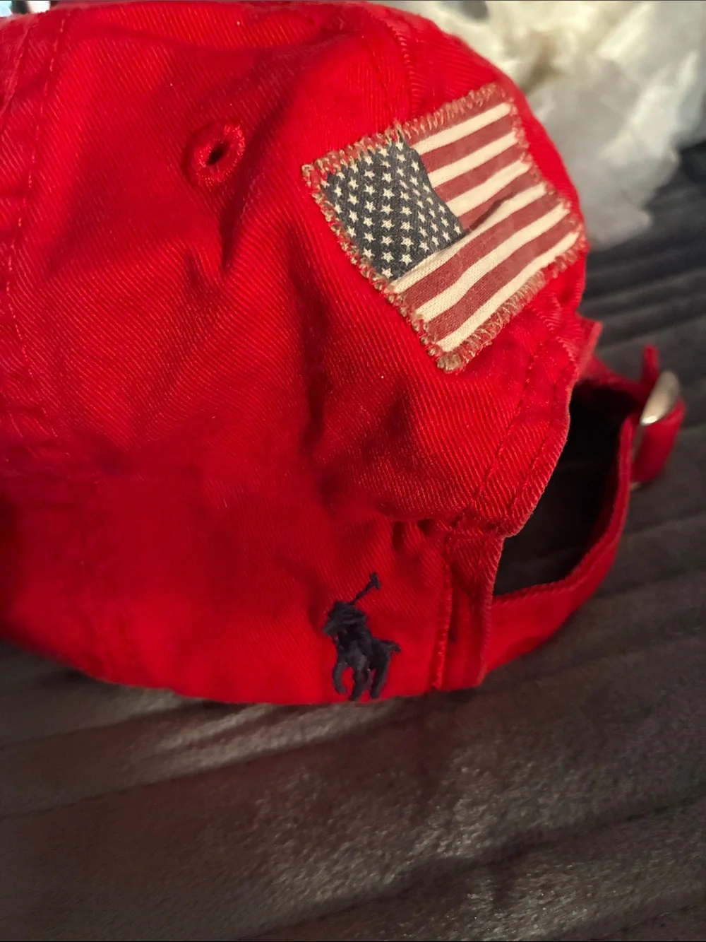 Polo by Ralph Lauren Bright Red Kids Polo Baseball Hat with Navy Lettering