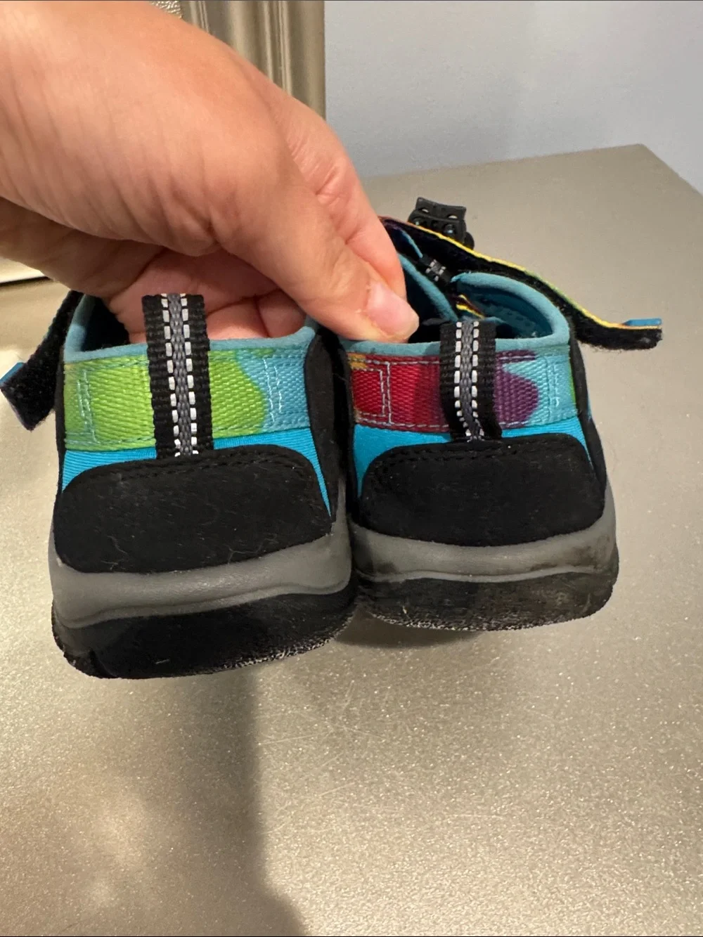 Worn ONCE Keen Tie Dye Kids Rainbow Strappy Sandals outdoor shoes