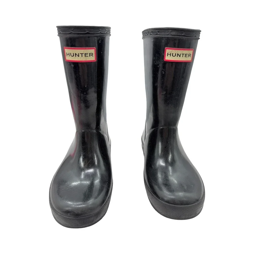 Hunter Kids Rain‎ Boots Size US 10 Blue Gloss First Classic Pull On Wellies