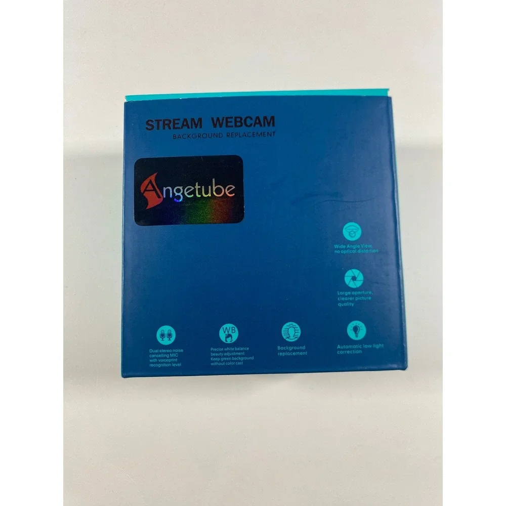 Angetube 827 Stream Webcam HD‎ Background Replacement Dual Mic Black USB