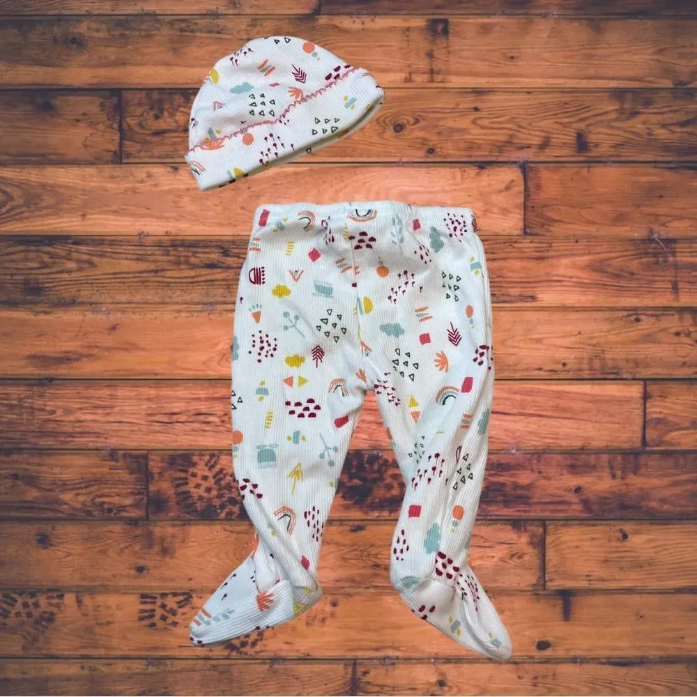 5 for $25🔥Carter's Organic Cotton Matching Pants &‎ Sock Hat Newborn