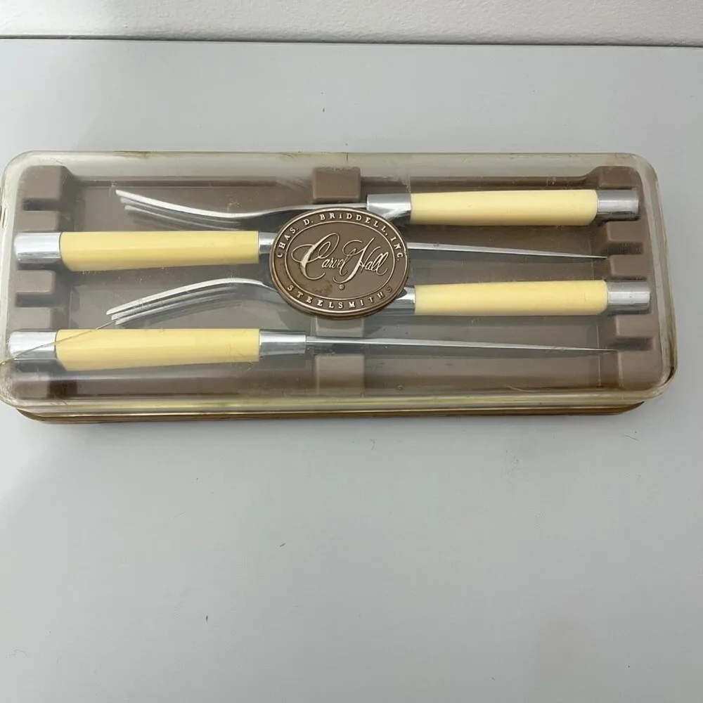 Vintage Carvel Hall Fork & Steak Knife Set By‎ Briddell, retro kitchenware mcm
