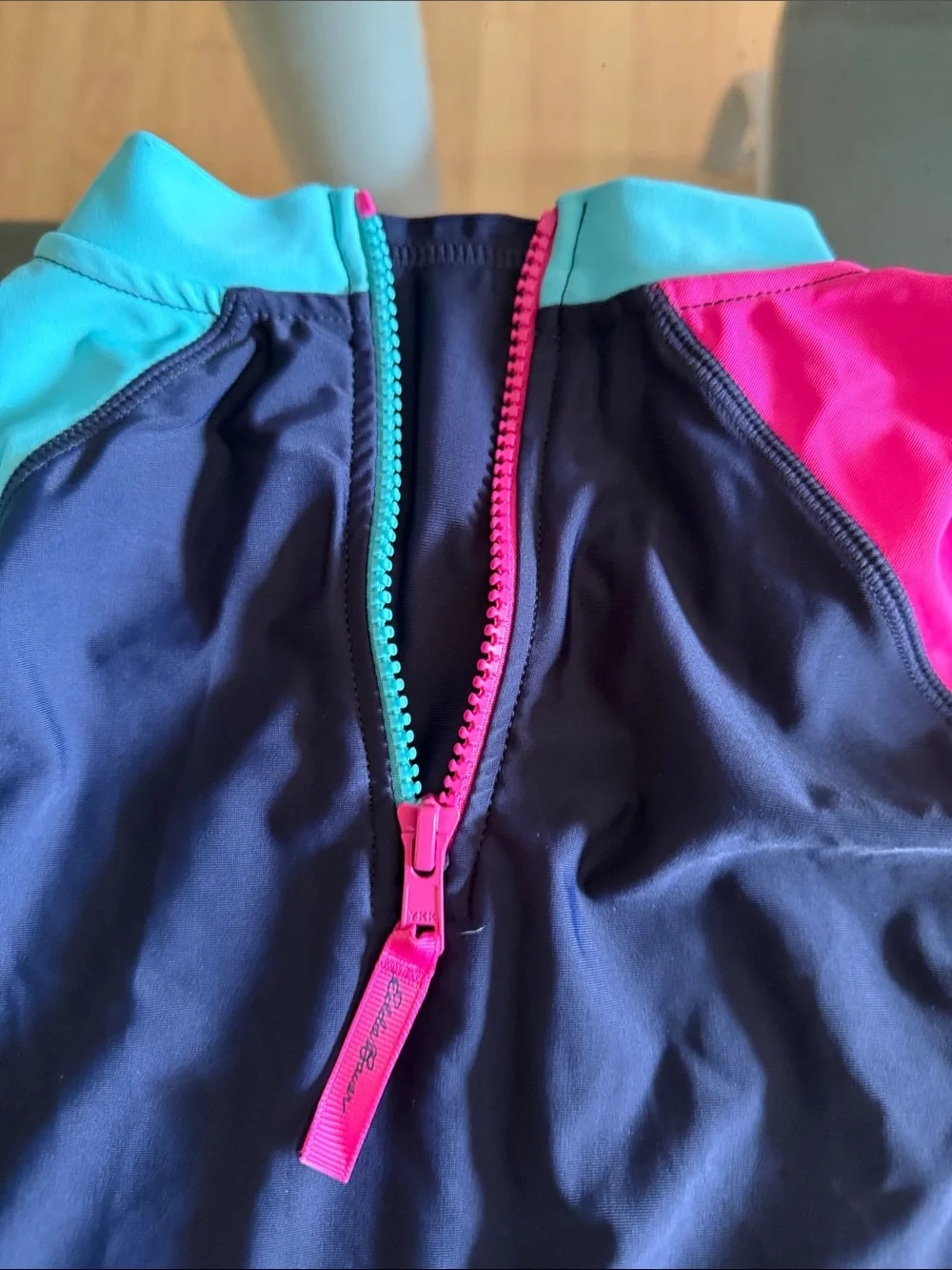 Girls' Multi-Stripe Reversible Swim Set - Navy, Pink & Teal