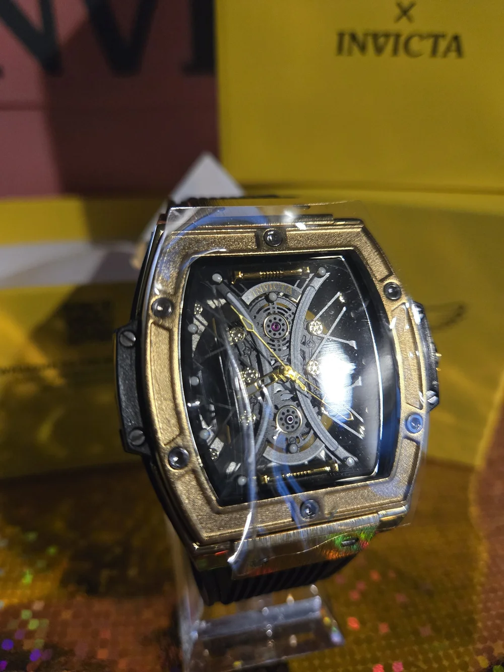 69845 Invicta S1 Rally Racing Mens Watch Skeleton Dial Black Band 50mm