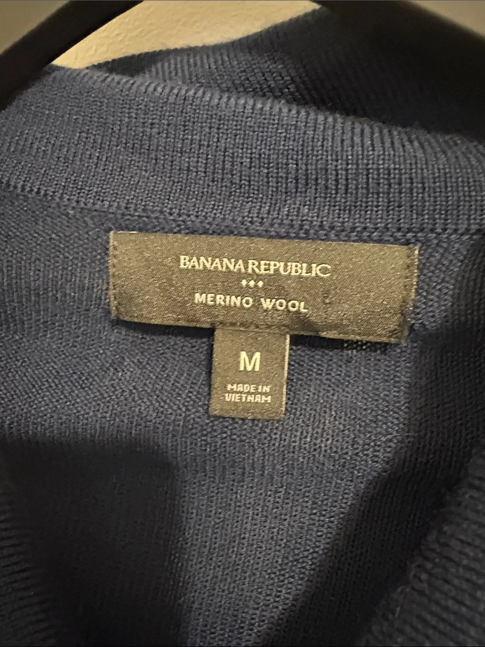 Banana Republic Men's Navy Button-Front Collared Cardigan 100% merino wool