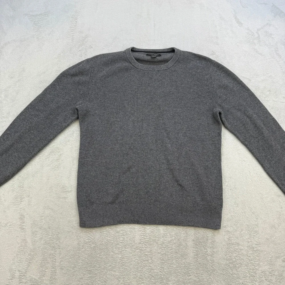 Banana‎ Republic Sweater Mens Large Gray Supima Cotton Ribbed Knit Crewneck