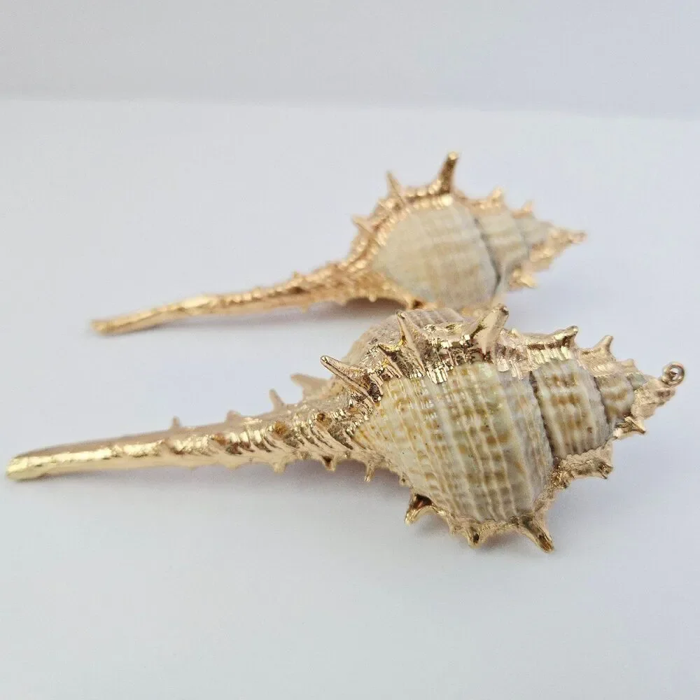2 Large Natural Shell Charm Pendants for Jewelry Making Craft Supply Earrings