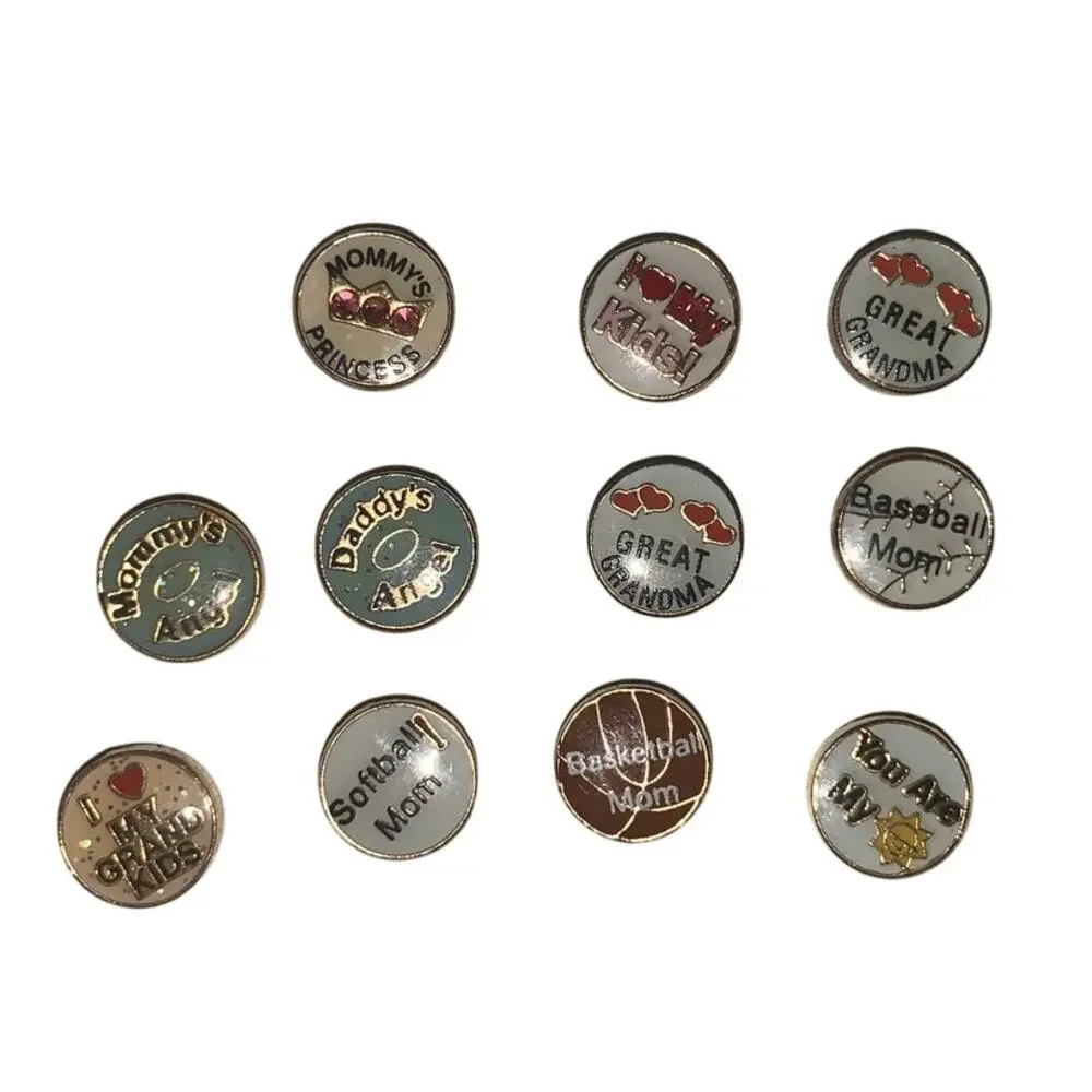 Lot of 60+ Pcs Round Floating Locket Crafting Charms Mom Dad Grandma Kids Love