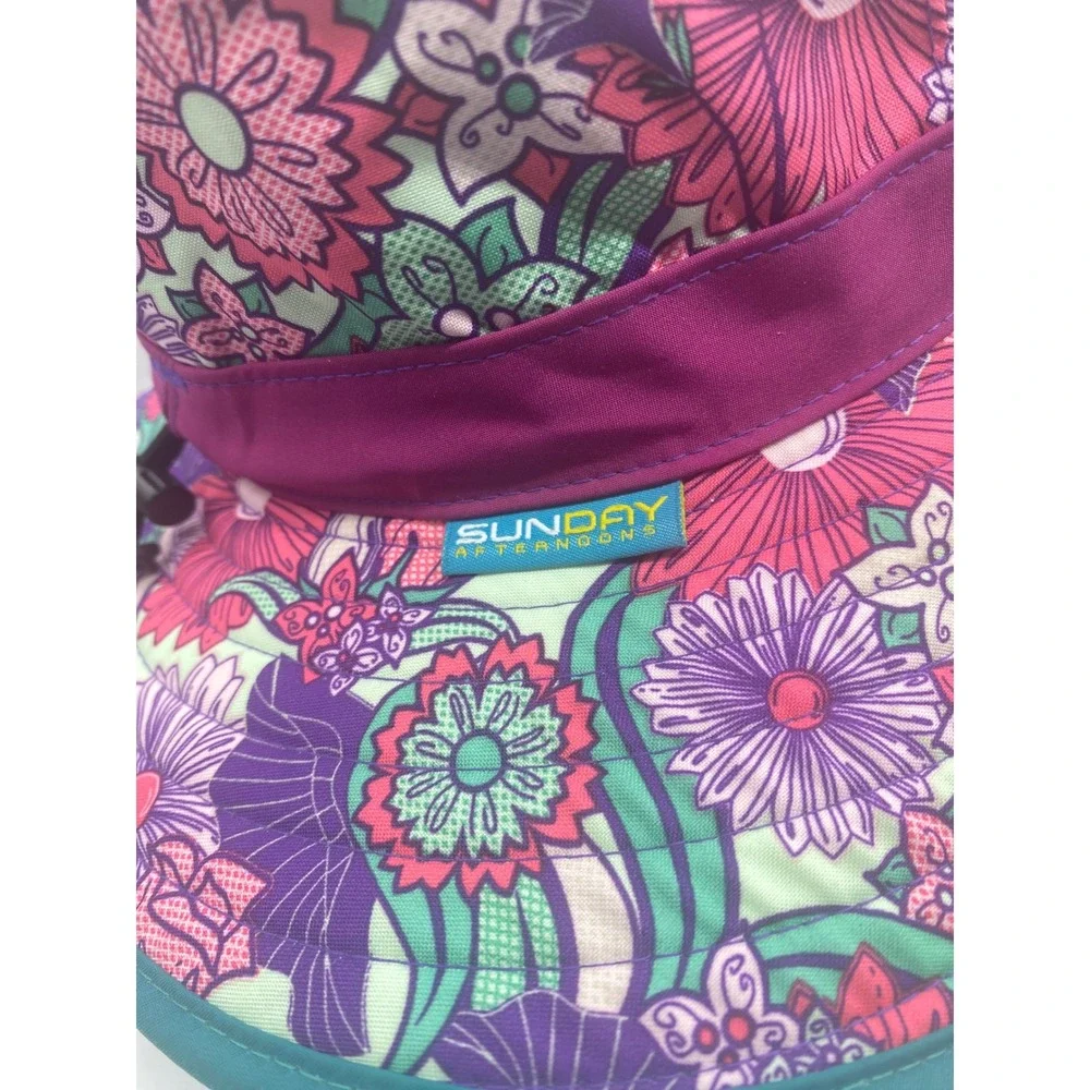 Sunday Afternoons Kids Play Hat Floral Pink Purple Sun Hat Size‎ M 12-15 Years