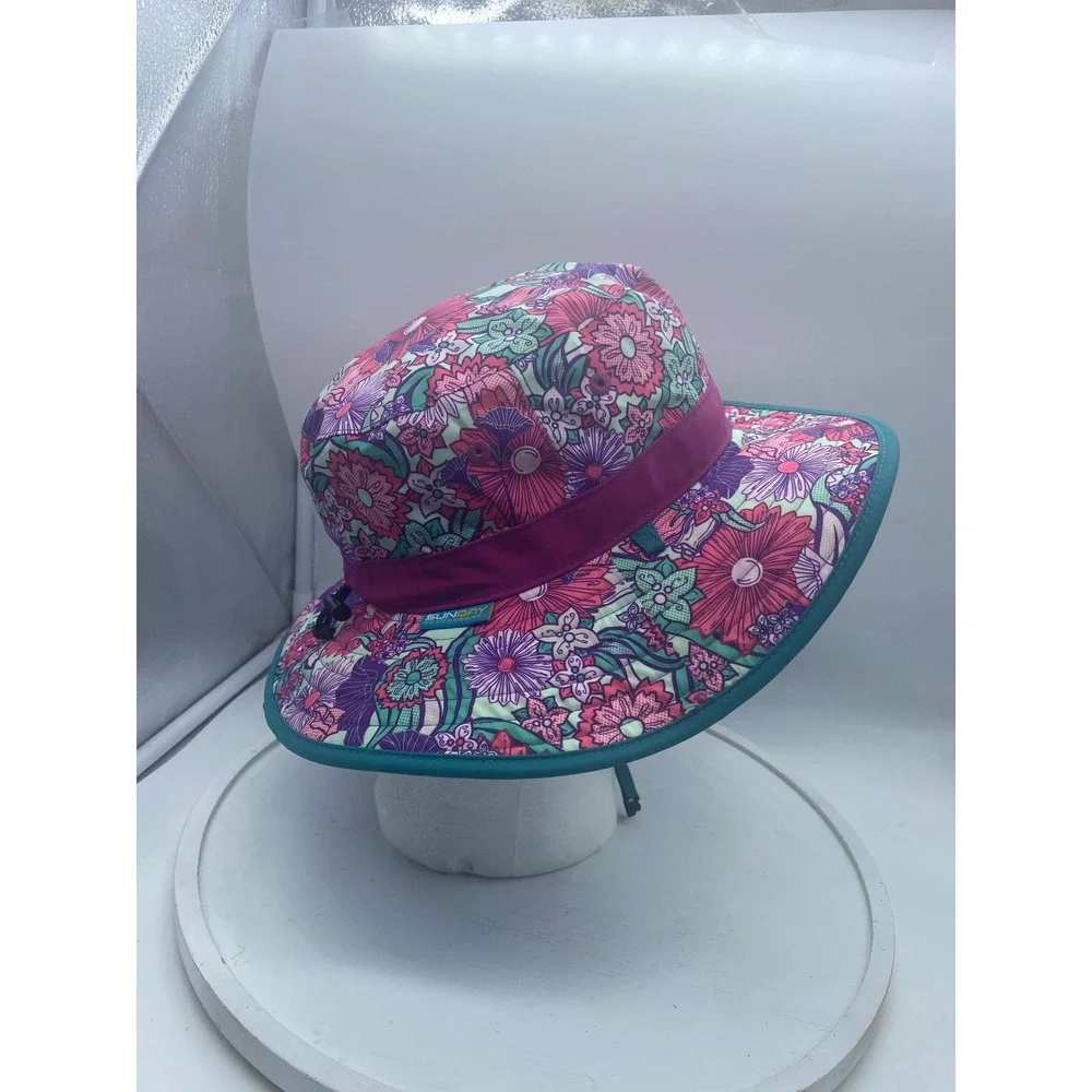 Sunday Afternoons Kids Play Hat Floral Pink Purple Sun Hat Size‎ M 12-15 Years