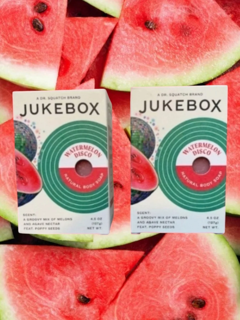 Dr. Squatch Jukebox Natural Body Soap Watermelon Scent Two Bars