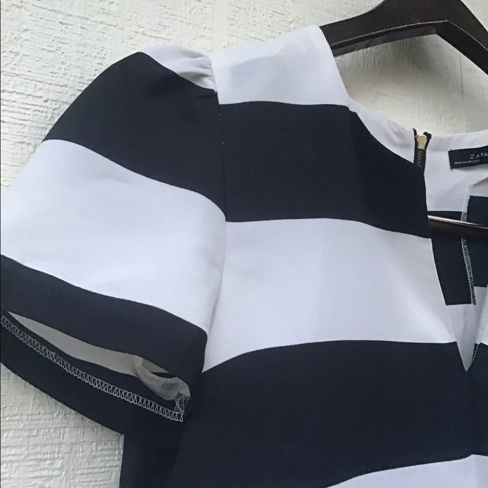 Zara striped puff sleeve top