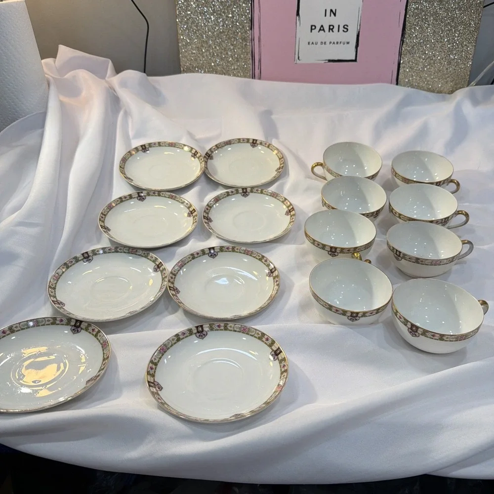 16 Pc Rare Noritake Nippon 1920's Vintage Serving Saucer & CupTea Victorian‎ 57