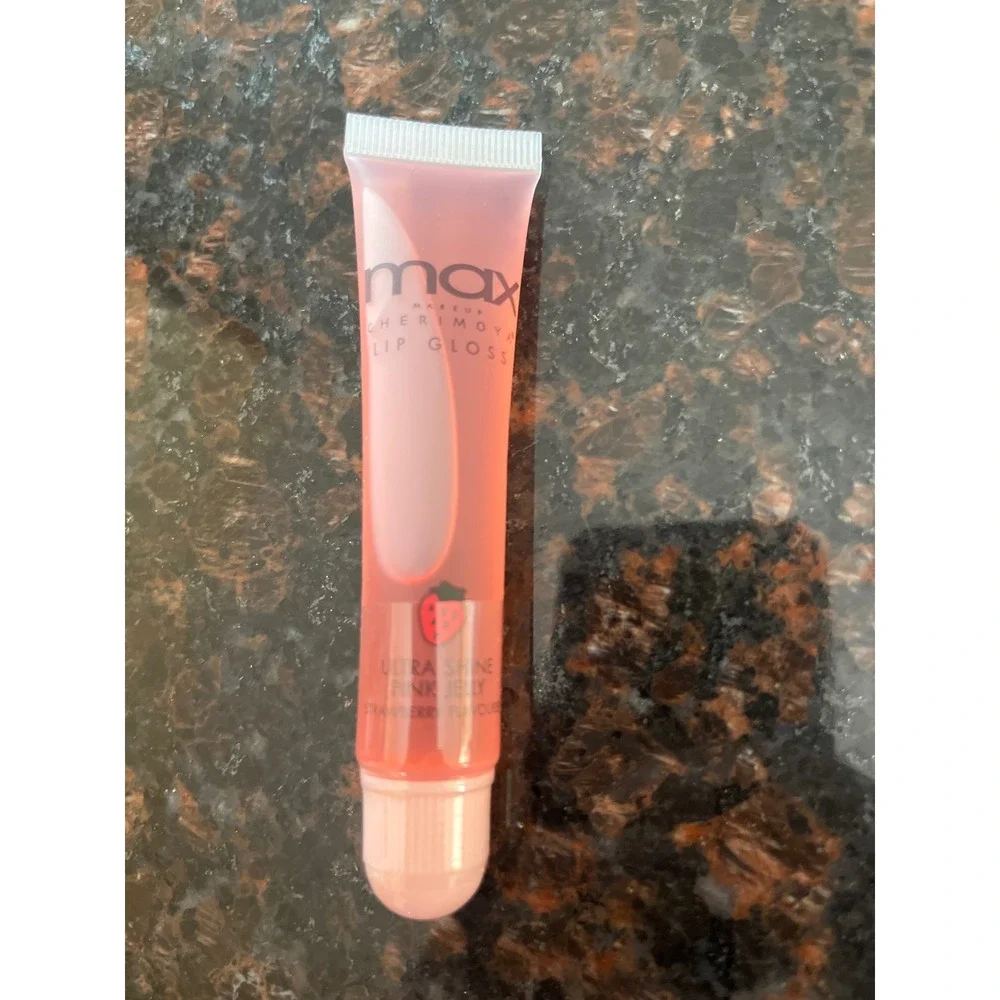 Max Makeup Cherimoya Lip Gloss Ultra Shine Pink Jelly Strawberry Flavored Tube‎