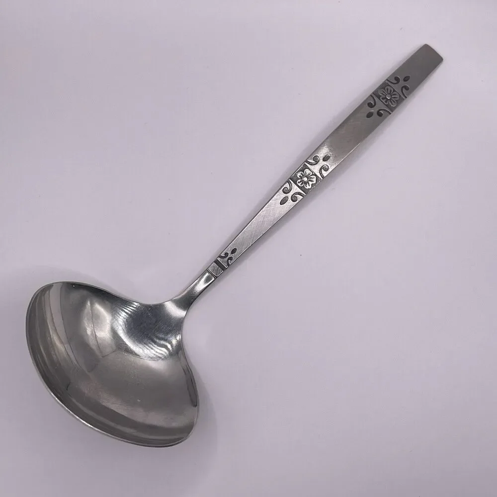 ONEIDA Profile Orlando Stainless Flatware Gravy Ladle MCM Mid-Century Floral 8