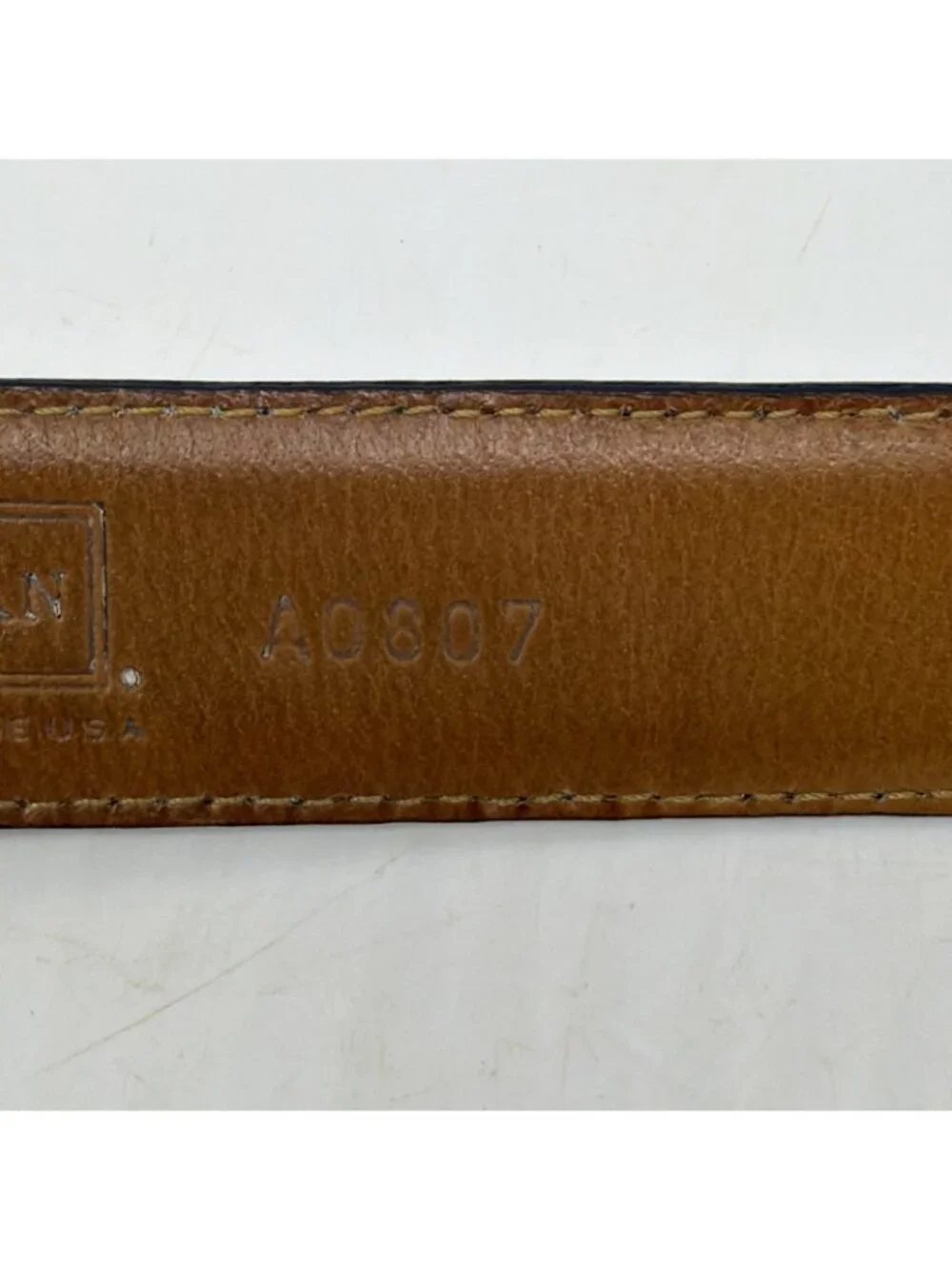 Cole Haan Black Leather Belt Solid Brass Silver Tone Buckle Men’s 34/85 Made USA