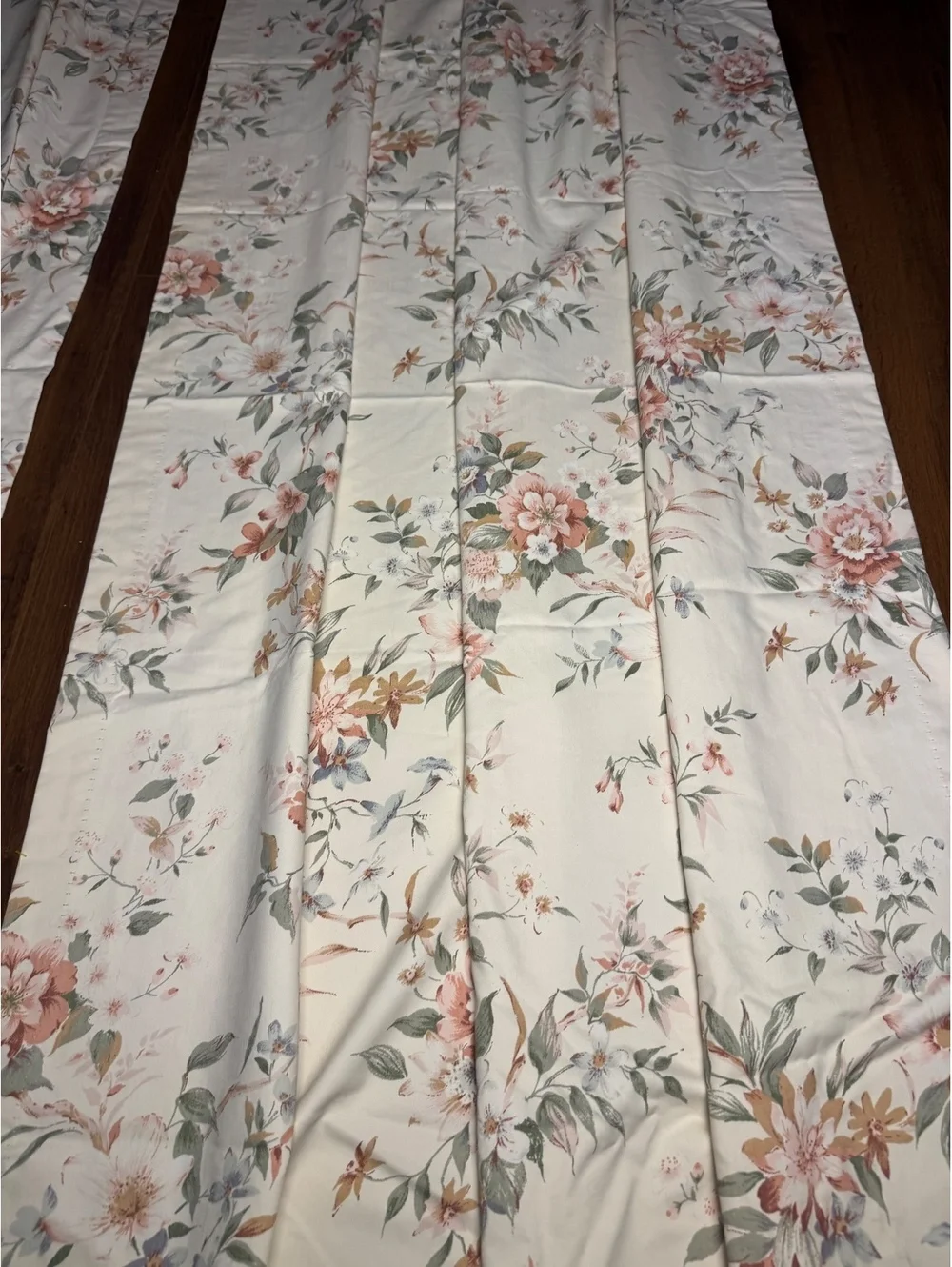 Vintage Burlington House Floral Pinch Pleat Curtain Panel 82 Long Cottage Drapes