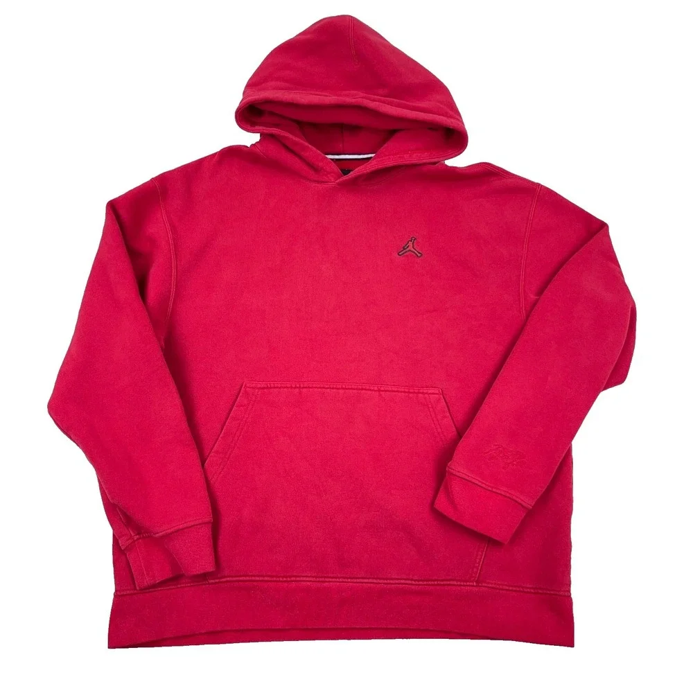 Jordan Hoodie Men XL Red‎ Black Sweatshirt Jump Man Air Y2K Loose Fit Adult